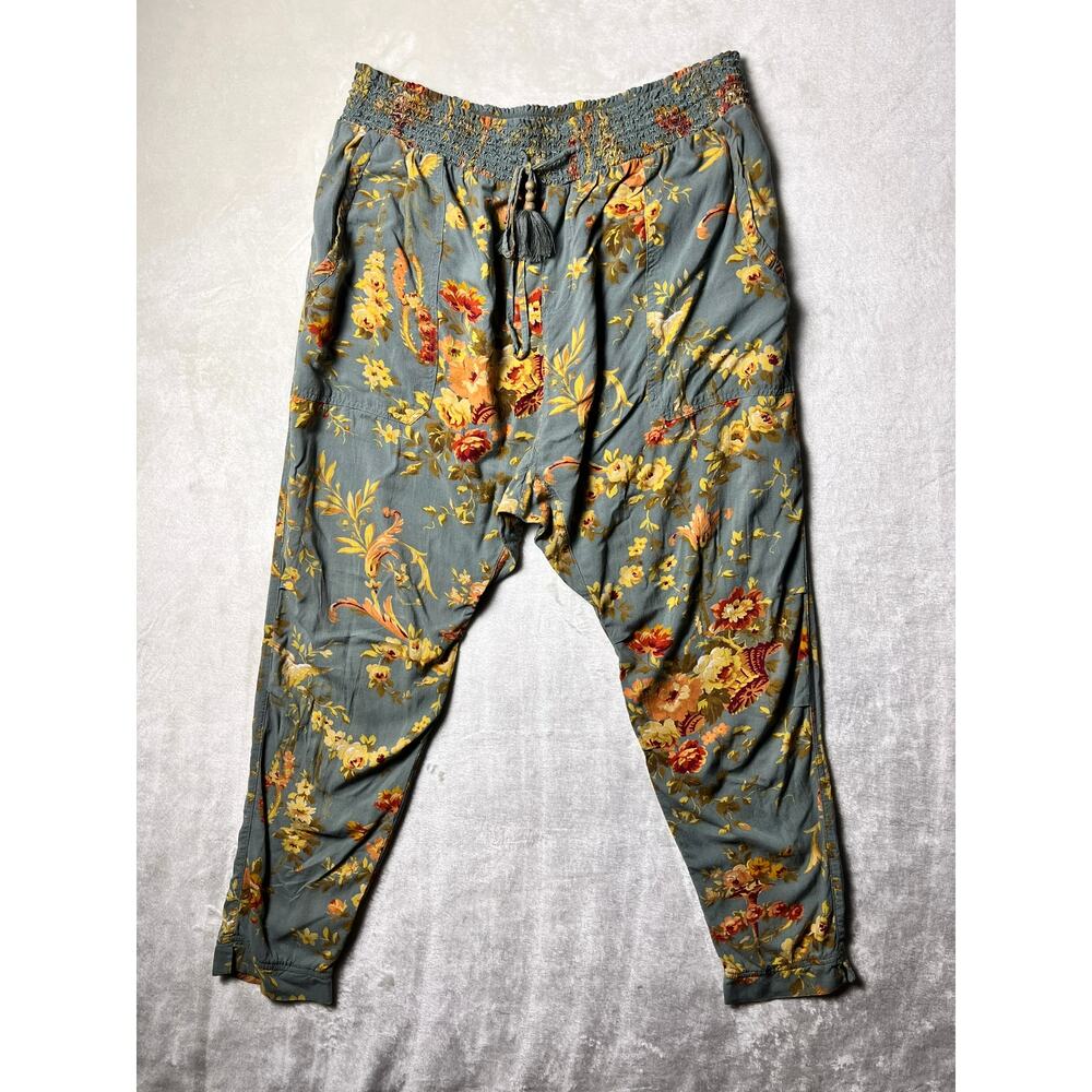 Ralph Lauren Denim & Supply Floral Boho Harem Pants Women's M Gray Breezy Flow